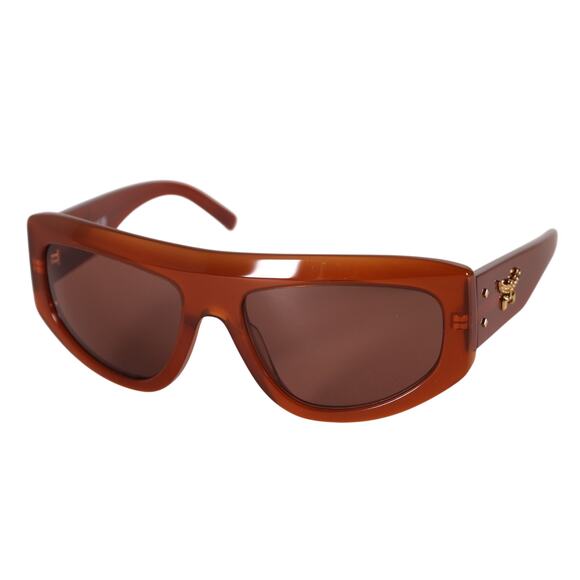 MCM Wraparound Rectangle Sunglasses - Shiny Light Brown / Brown - NWT - Picture 1 of 10